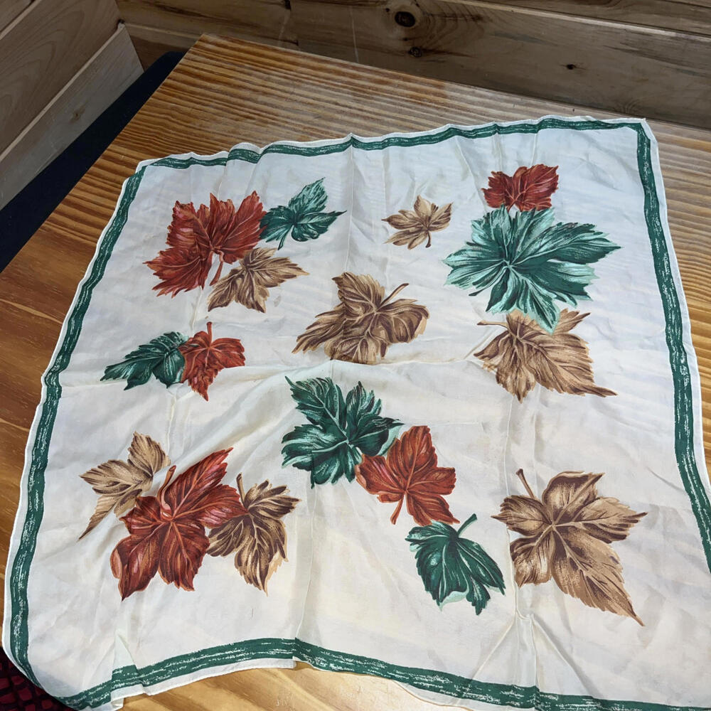 Vintage 1990 Smithsonian Institution silk scarf.  Fall Leaf Print